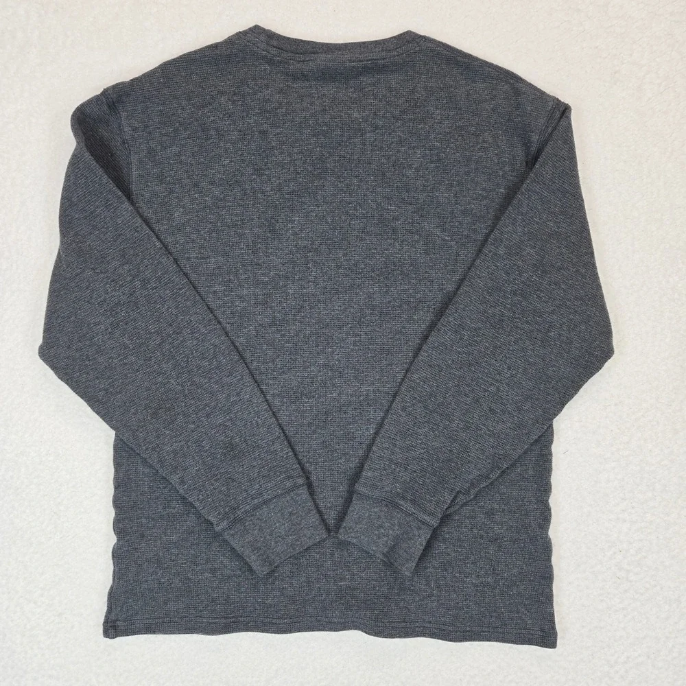 Polo Ralph Lauren Thermal Shirt Men Large Gray Waffle Knit Long Sleeve Sleepwear